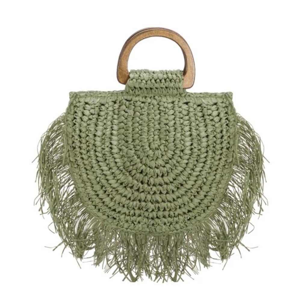 Melie Bianco green straw purse Sicily new boho